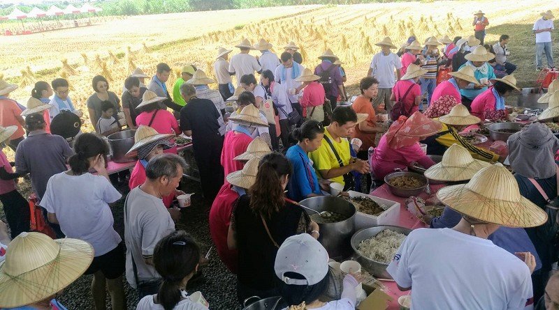 看稻壯圍「虎鯨」彩繪田收割了