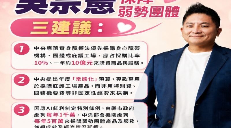吳宗憲保障弱勢團體三建議