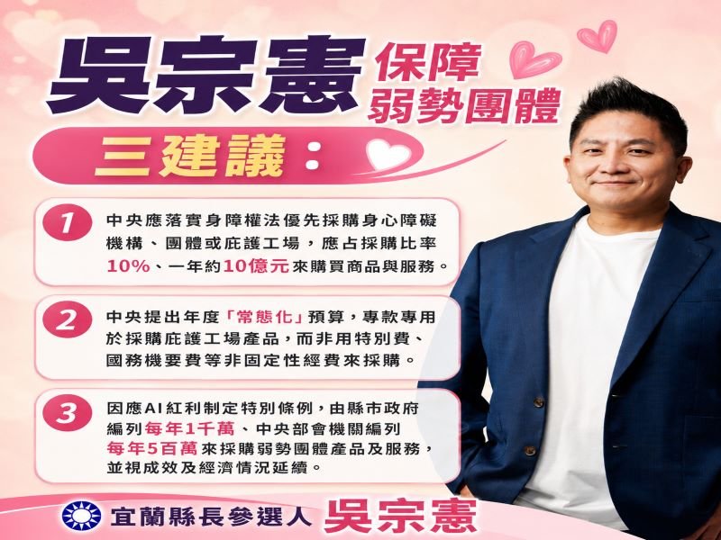 吳宗憲保障弱勢團體三建議